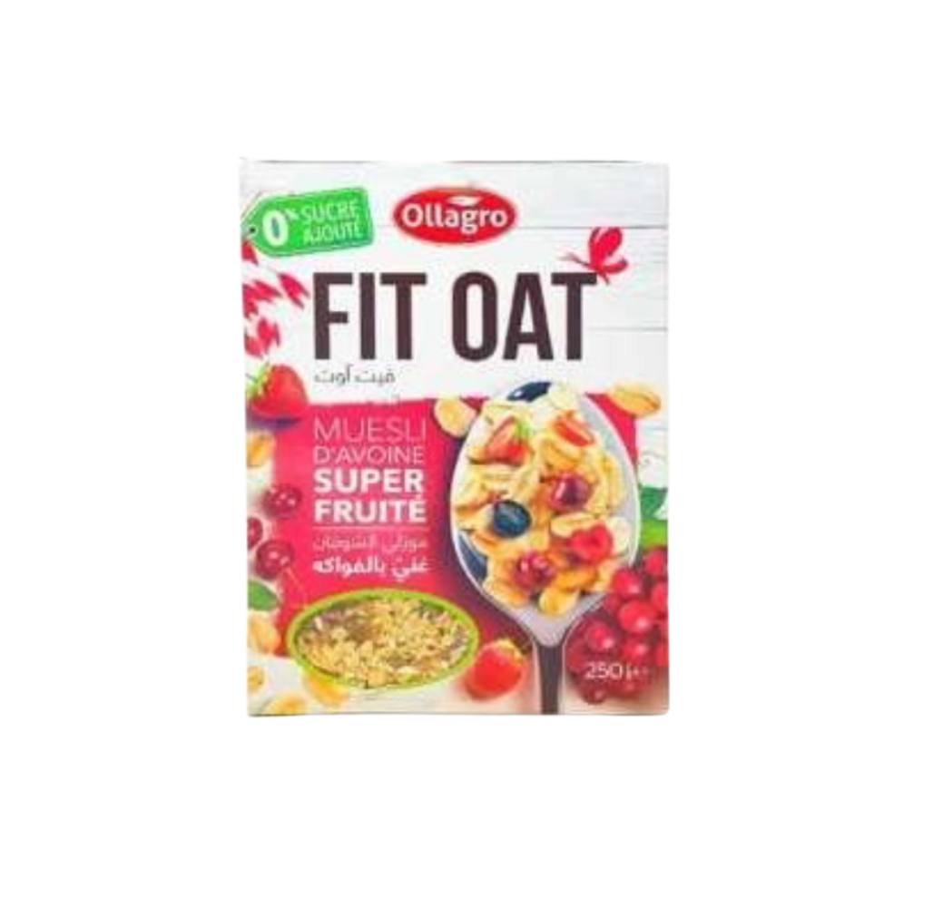 Muesli d’avoine – Fit Oat -Ollagro- Super Fruité – 250g