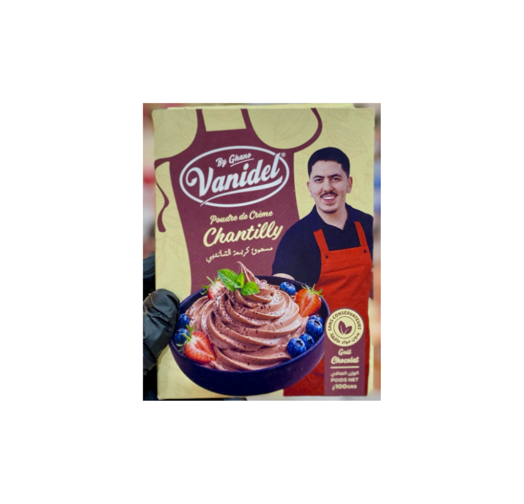 Poudre de crème chantilly Vanidel By Ghanou – Goût Chocolat – 100g