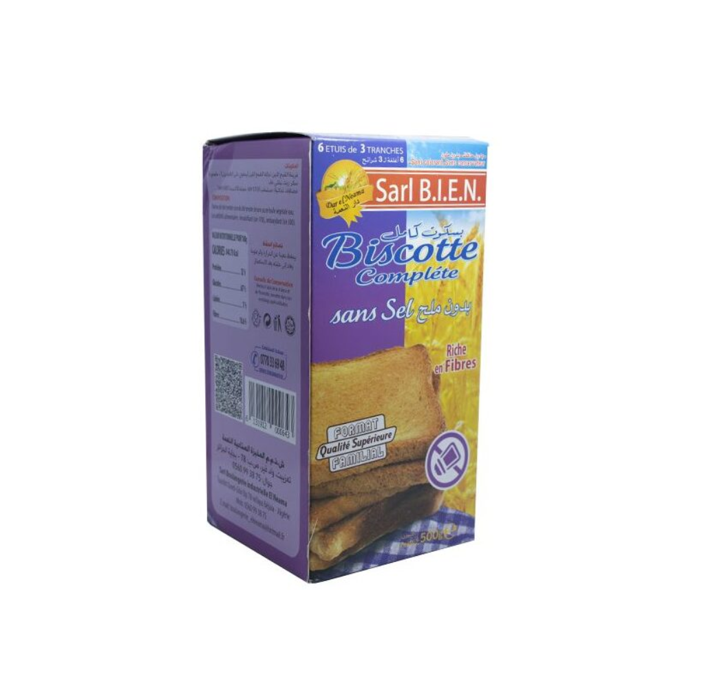 Biscottes complètes sans sel – Dar el Neama – 500g