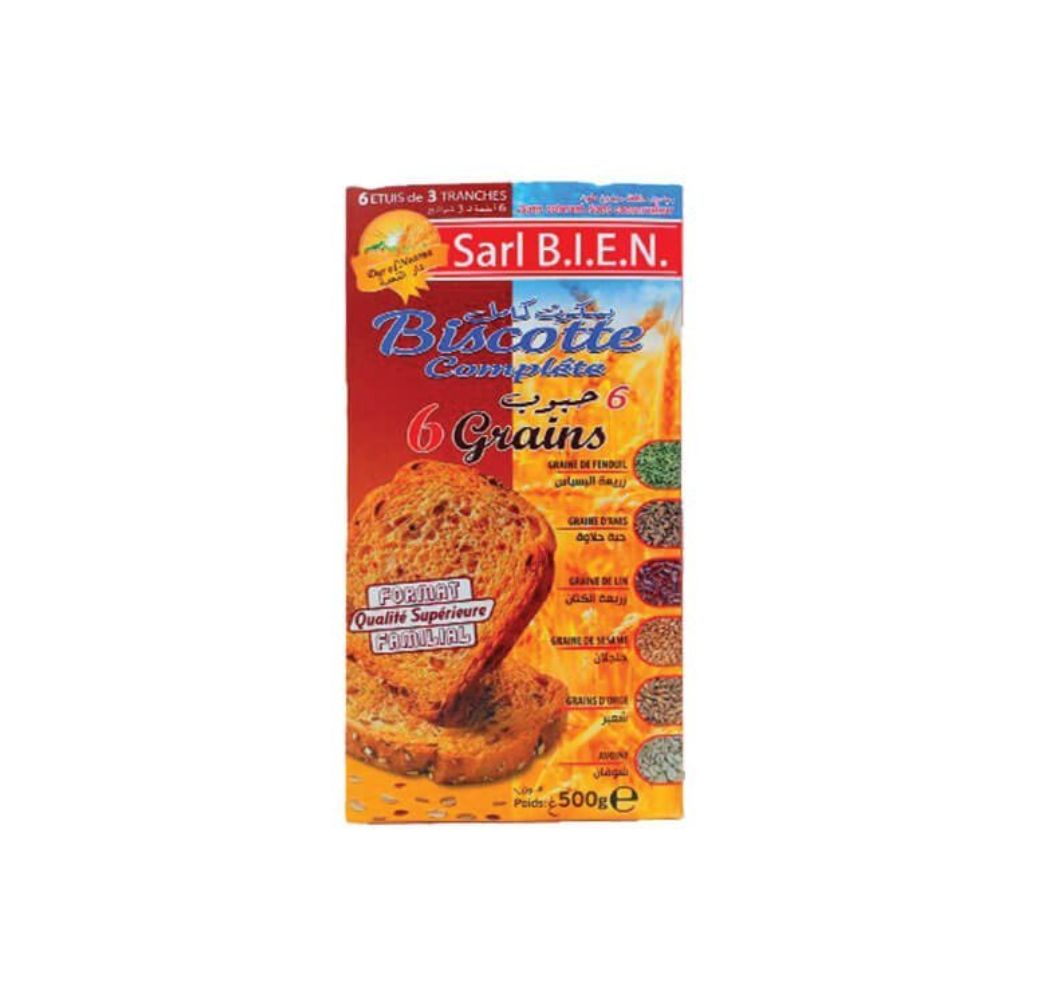 Biscotte complète Dar el Neama – 6 grains – 500g