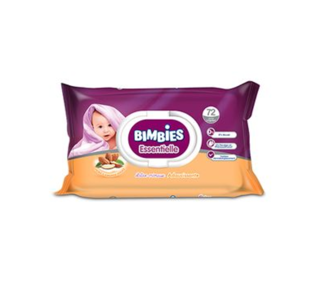 Lingettes Bimbies essentielle -lotion crémeuse adoucissante – 72pcs