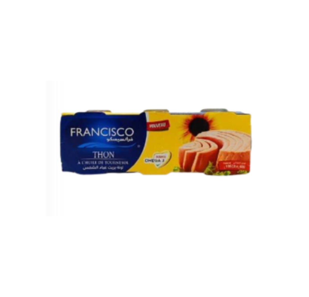 Thon entien à l’huile végétale Francisco – 65g x 3