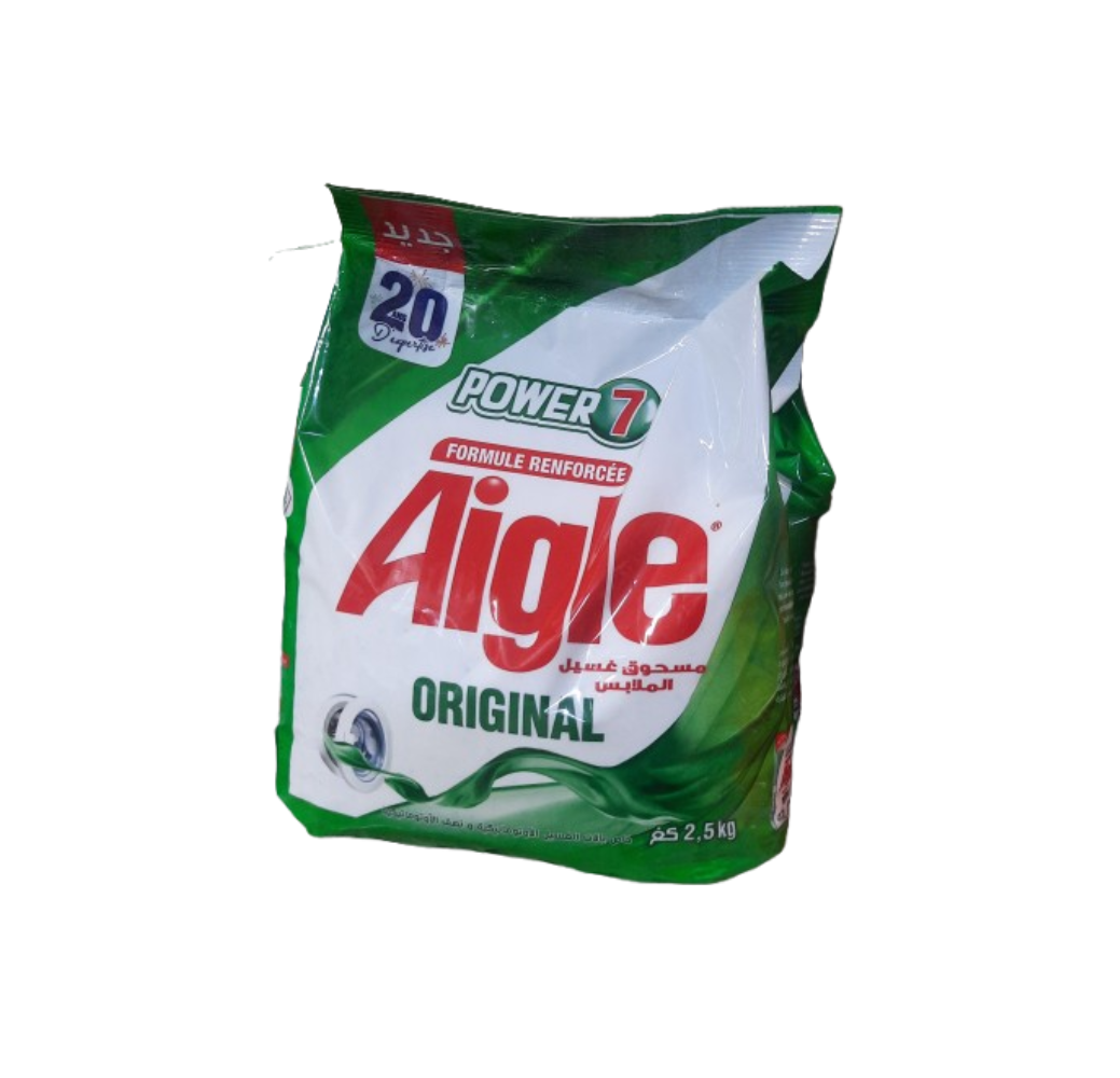Lessive en poudre Aigle Power 7 – Original – Sac 2.5kg